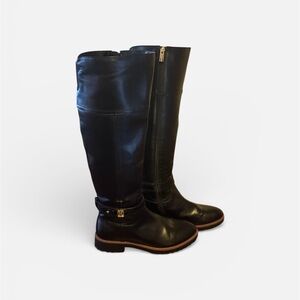 Tommy Hillfiger Black Leather Knee-High Boots